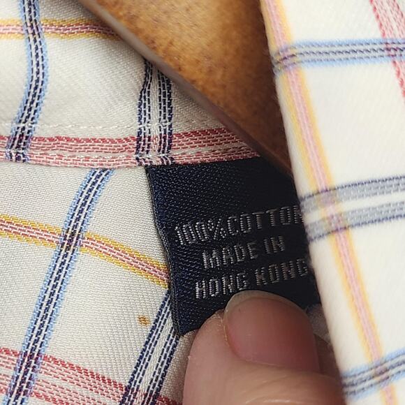 Austin Reed Shirt Mens Large Multicolor Plaid Button Down Long Sleeve Cotton Vtg - Picture 4 of 8